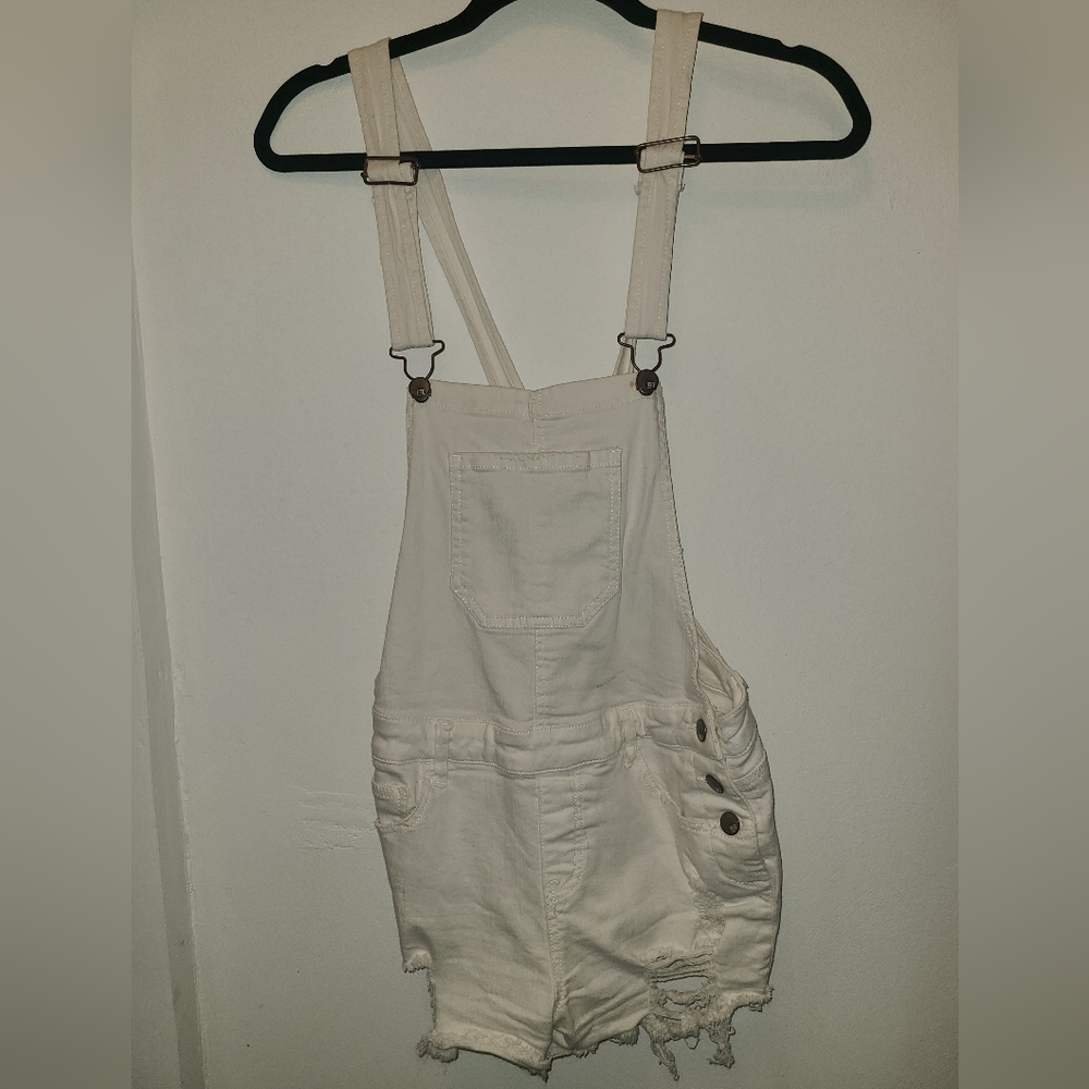 RSQ White Denim Overall Shorts